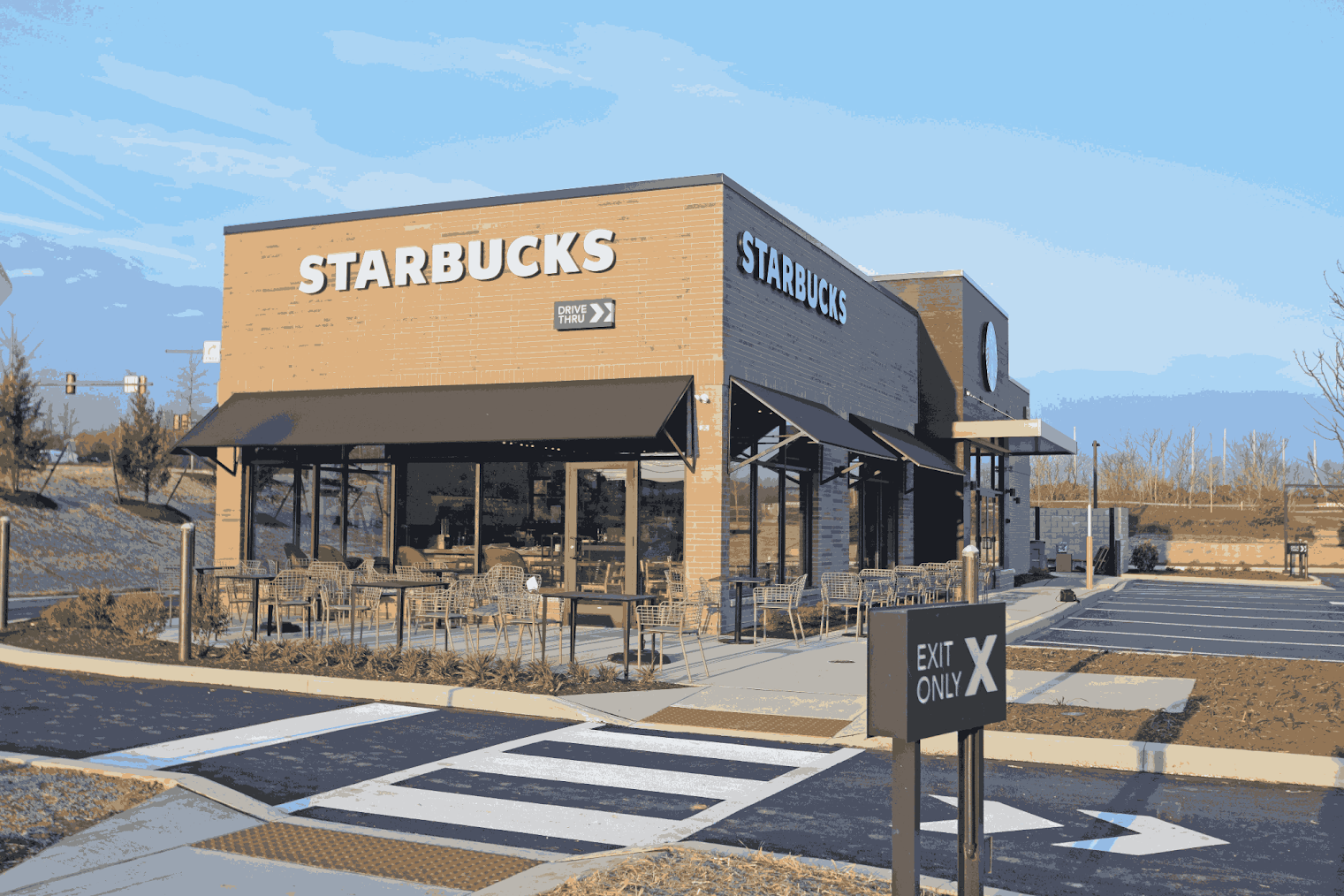 a new built starbucks drive-thru.